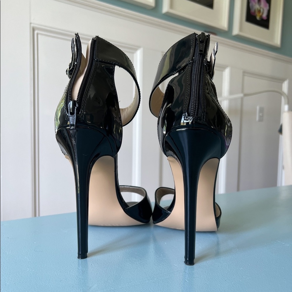Pleaser ankle strap sexy patent black heels (Sz. 11)